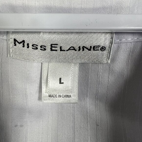 Miss Elaine Womens L Lavender Embroidered Floral Robe Pockets Feminine Timeless - Picture 2 of 14